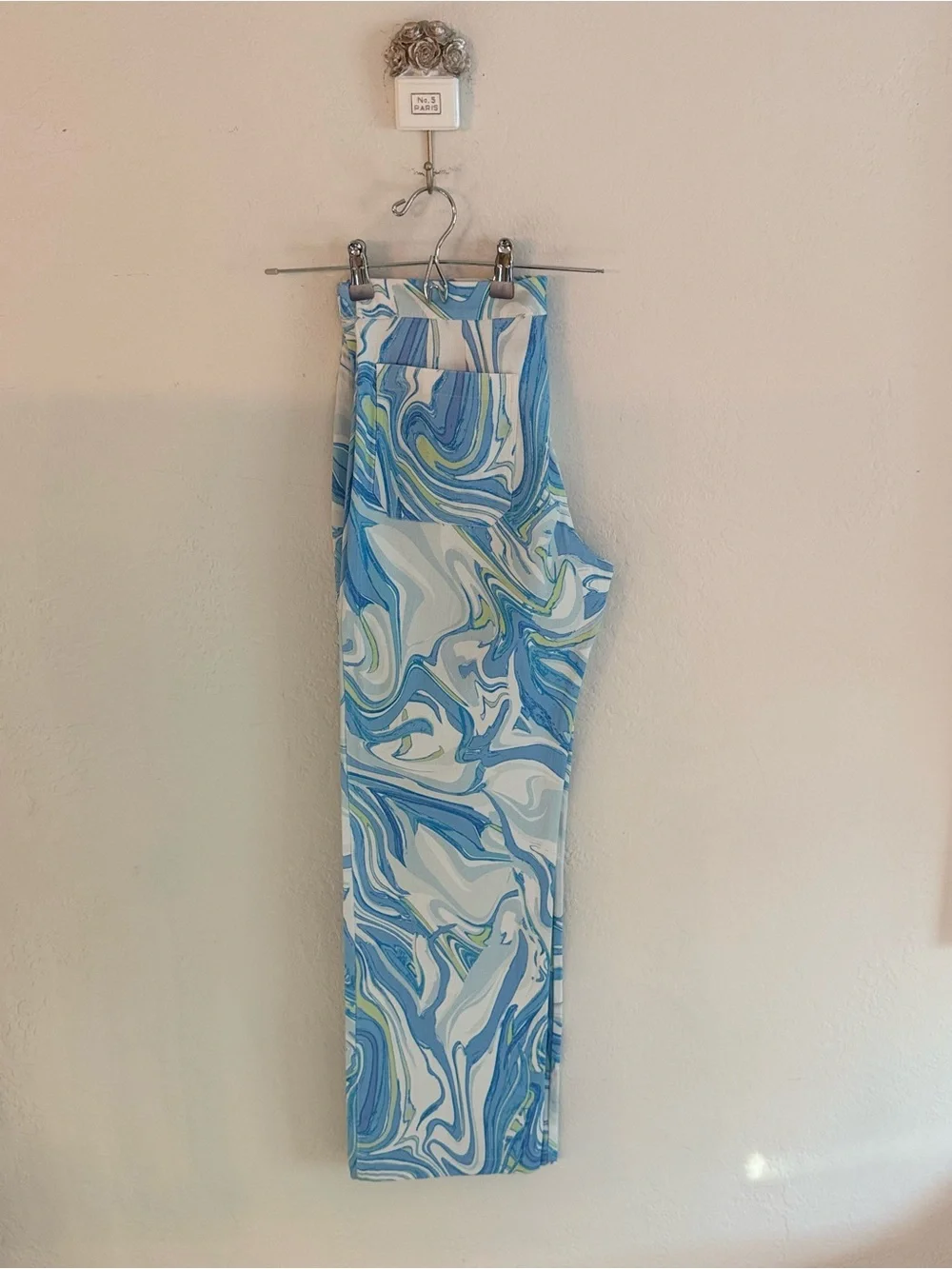 Hale Bob Los Angeles Retro Swirl Print Pants Abstract Blue Green Pucci Style L - Picture 5 of 5